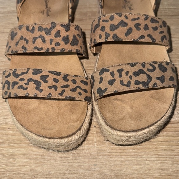 Leopard Print Sandals platform jute braided Univeral Thread 7 ankle strap - Picture 4 of 5